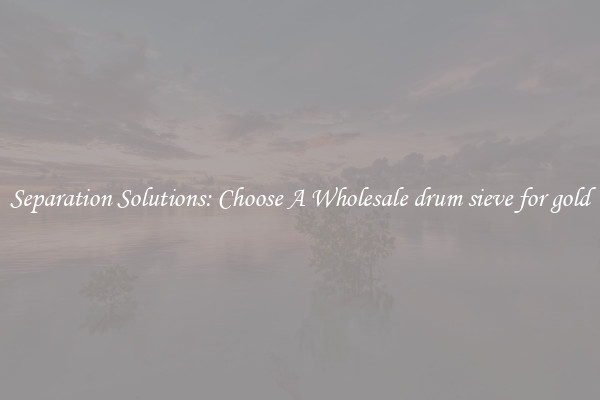 Separation Solutions: Choose A Wholesale drum sieve for gold