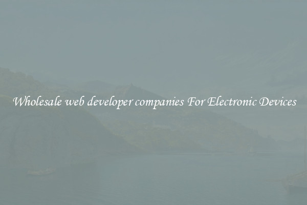 Wholesale web developer companies For Electronic Devices
