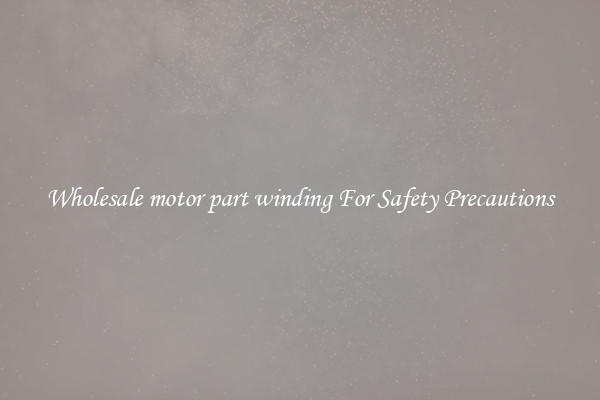 Wholesale motor part winding For Safety Precautions