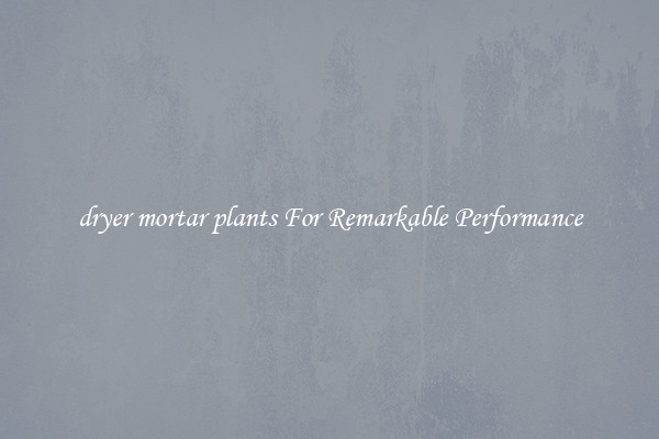 dryer mortar plants For Remarkable Performance